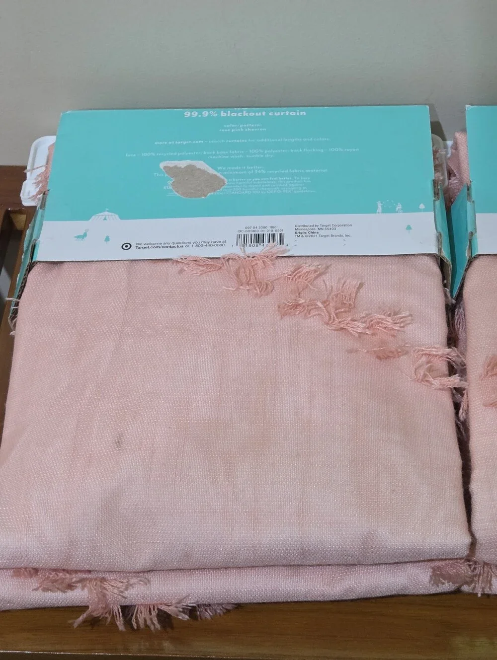 Pillowfort Blush Pink Fringed Window Curtains (2) Panels Size 42